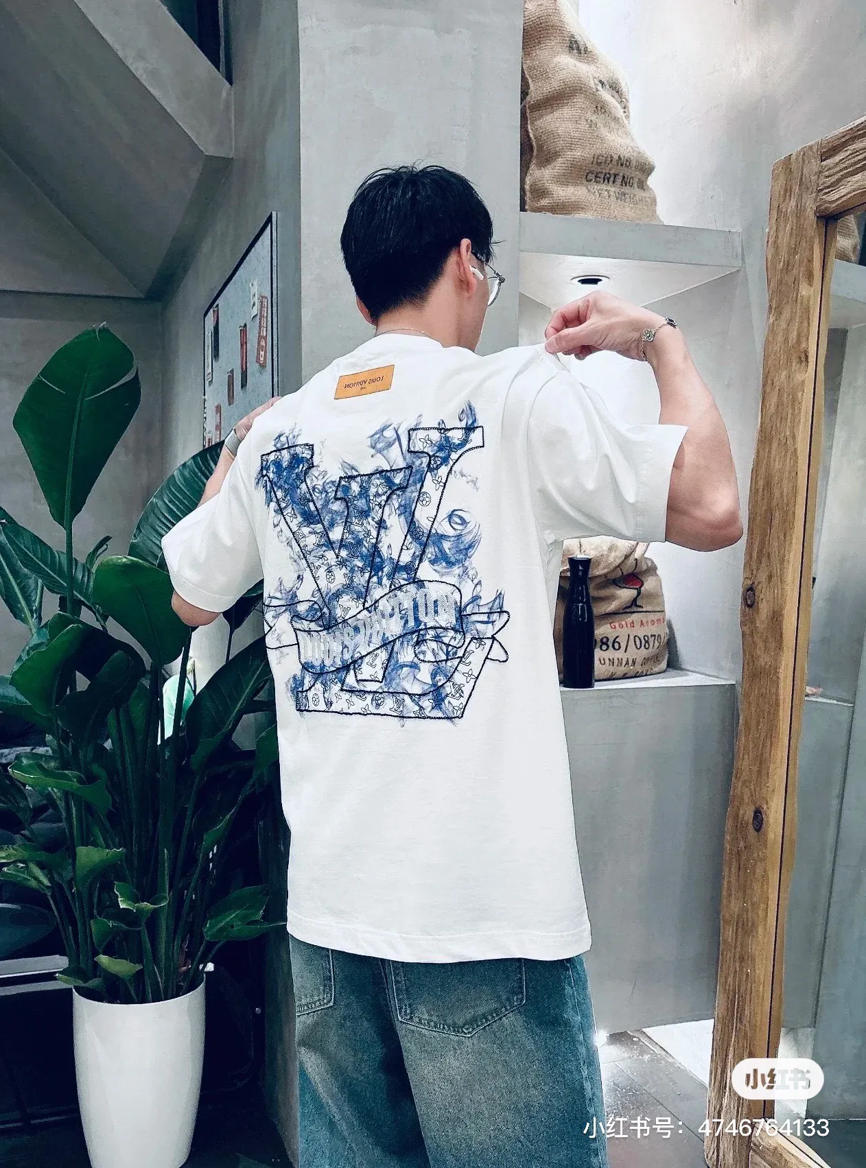 Louis Vuitton/Louis Vuitton 26ss smoke hollow logo embroidered short sleeves